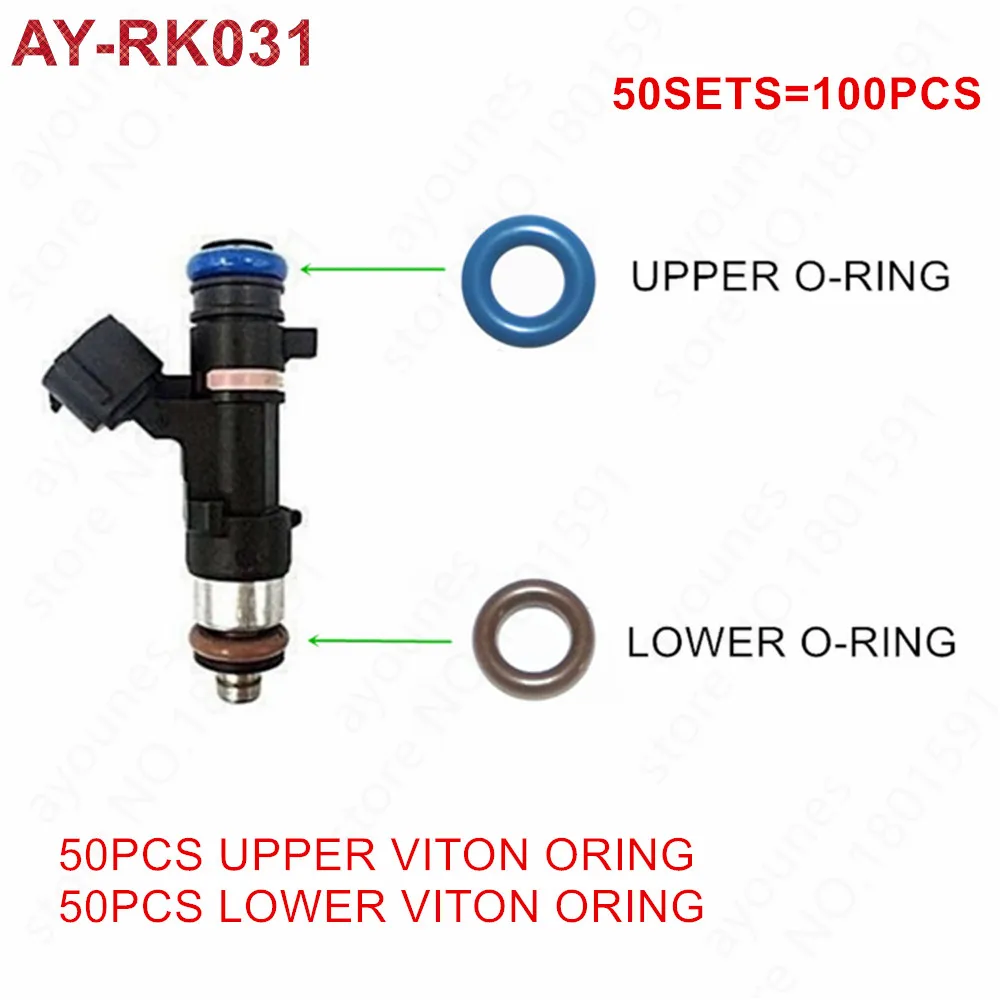 

50 комплектов ремонтных комплектов топливных форсунок, резиновые уплотнения для Nissan Altima Roque Sentra 2,5 л, детали 16600-JA00B 0280158130 (AY-RK031)