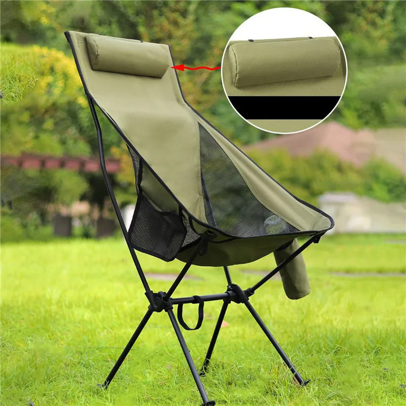 구매 야외 캠핑 피크닉 휴대용 초경량 낚시 접는 의자 통기성 내마 모성 알루미늄 등받이 문 의자