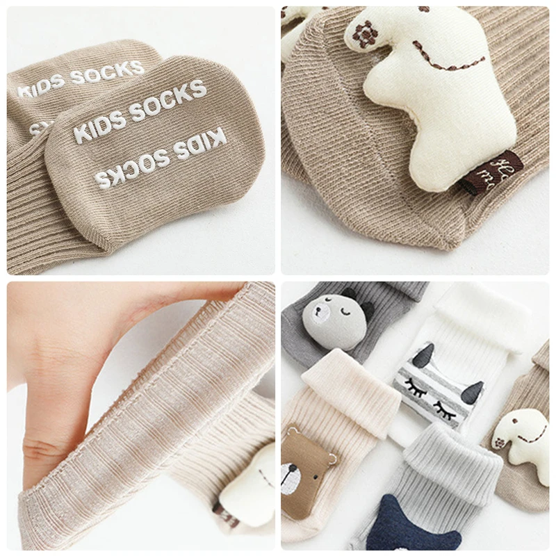 

Baby Socks Autumn Winter Soft Cotton Baby Girls Foot Cover Newborn 3D Cartoon Animal Cute Socks Anti Slip Floor Sock Spring