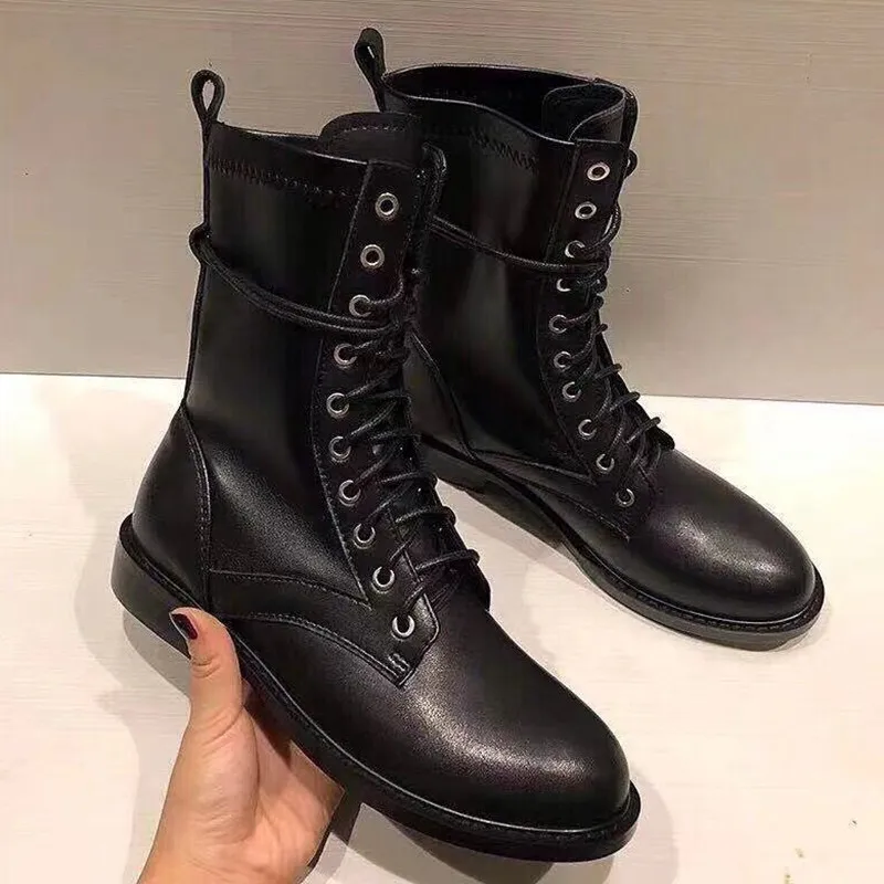 New arrival 2019 autumn and winter women boots genuine leather lace up comfortable fashion martin | Обувь