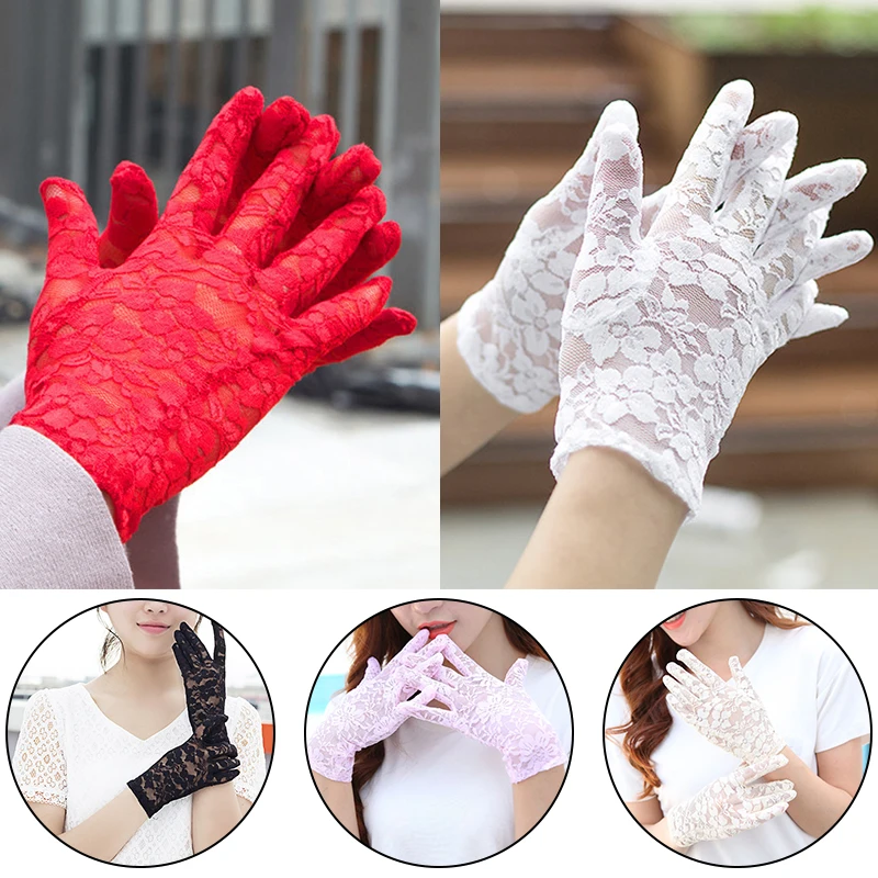 

Fashion Women Lady Driving Lace Dressy Gloves Summer Full Finger Sunscreen Party Sexy Gloves Mittens Solid Beautiful
