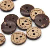 hengc 13mm brown heart natural wood coconut buttons for kids scrapbooking children diy crafts decorative accessories wholesale