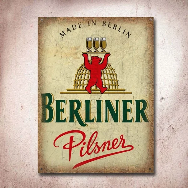 

Berliner Pilsener Lager Beer Vintage Tin Sign Metal Sign Metal Poster Metal Decor Metal Painting Wall Sticker Wall Sign