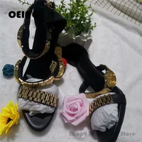 womens golden watch embellished strap sandals sexy 12cm stilettos high heel sandals open toe ladies high heels party shoes