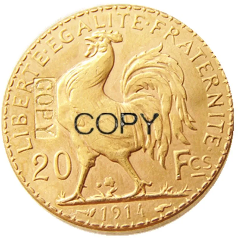 1914 Франция 20 Франк Roost позолоченная монета|coin coins|coin goldcoin france |