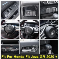 window lift head lights switch door handle bowl cover trim carbon fiber interior refit kit for honda fit jazz gr 2020 2022