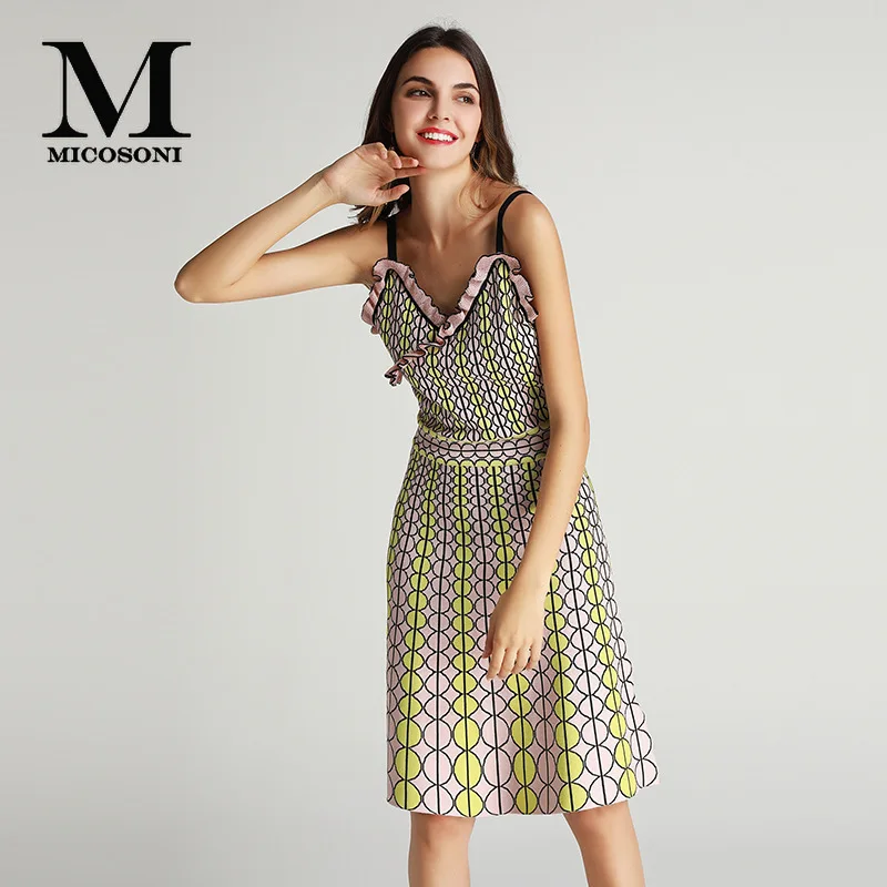 Micosoni/Новинка 2019 года женское светло французское роскошное платье с оборками по