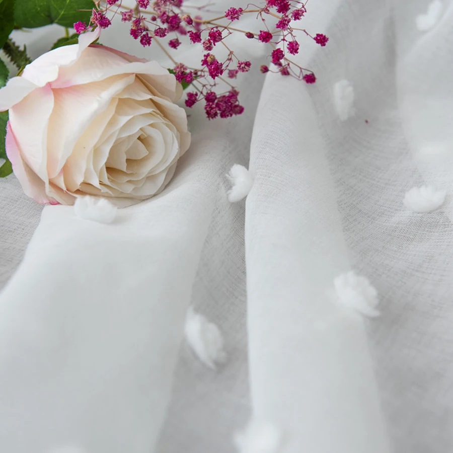 Белые кружевные 3D Плюшевые точечные оконные шторы для гостиной спальни эркера