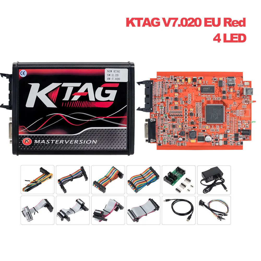 Ktag V7.020 Red KESS V2 V2.47 V5.017 EU красный ECM Titanium KTAG V2.25 V7.020 4 светодиодных онлайн мастер версия BDM Frame ECU OBD2 автомобиль/Грузовик программист - Цвет: Ktag V7.020 Red