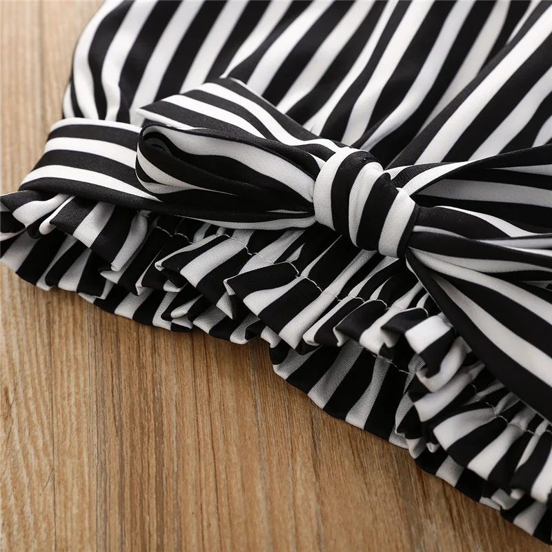 

3 Pieces Baby Girl Suit Solid Round Neck Long Sleeve Baby Romper+ Floral Print Striped Trousers+ Headband Outfits