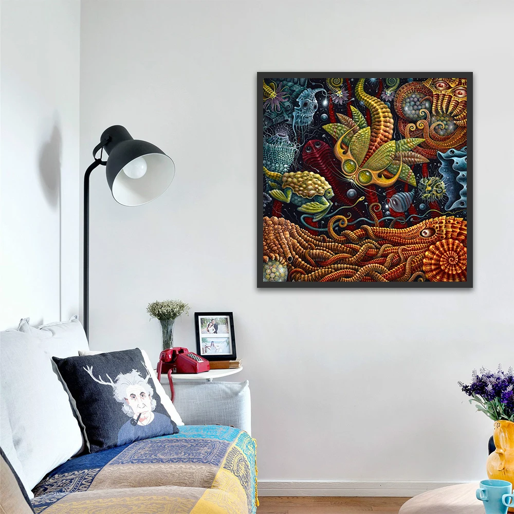 Фэнтези холст картины странные насекомые рыба пар Панк дома настенные