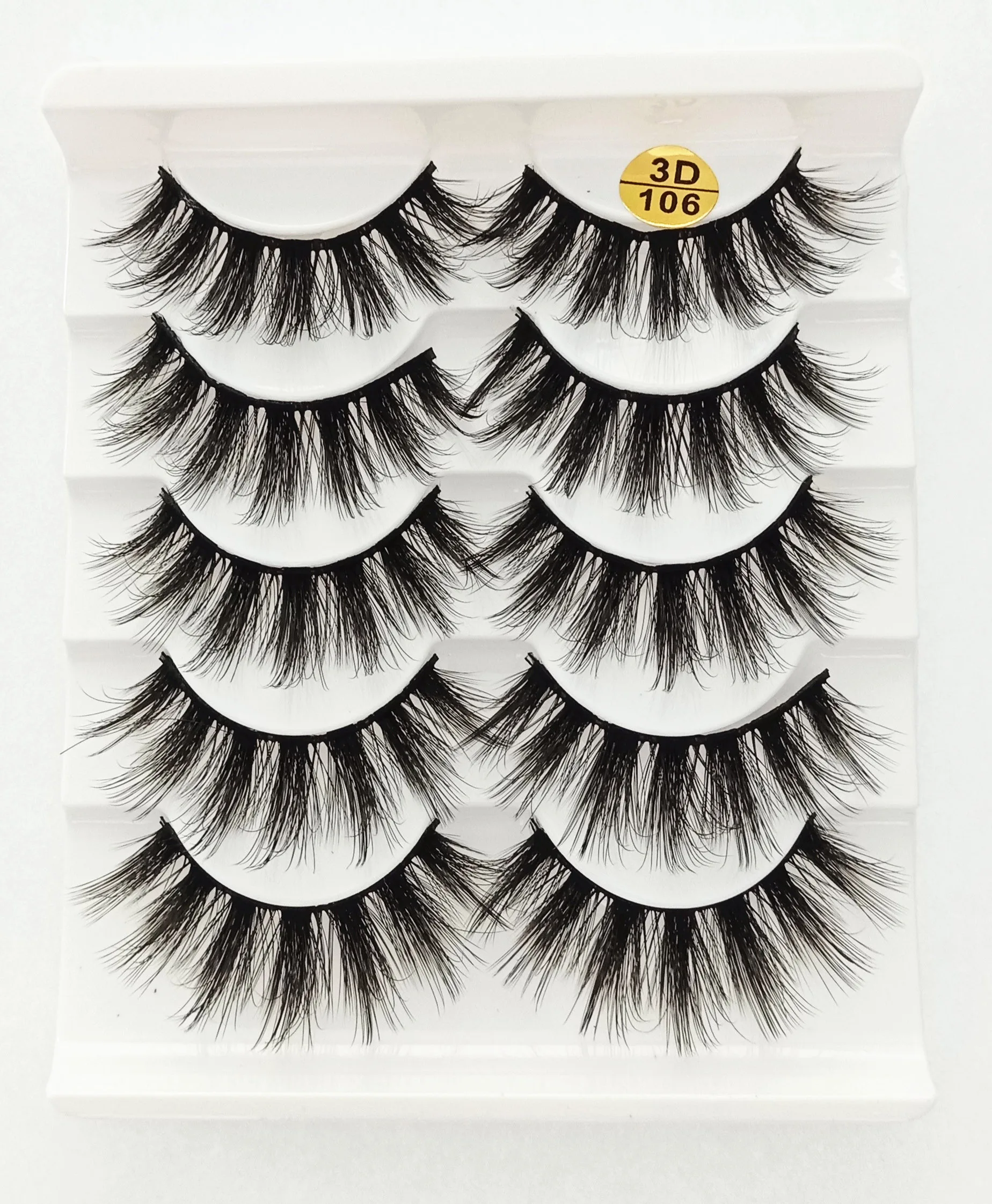 

False Eyelashes Lengthen Thick Curled Curling Designs 5 Pairs/Set 3D Chemical Fiber Faux Cils Makeup Tools Beauty Salon