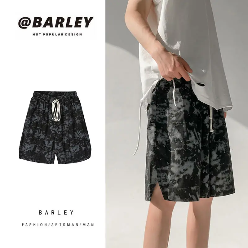 

Summer Drawstring Shorts Men's Fashion Printed Casual Shorts Men Streetwear Loose Hip-hop Tie-dye Shorts Mens Beach Shorts S-2XL