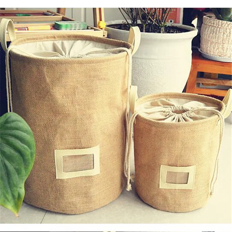 1 шт. желтый небольшой японский из натурального джута сортировки ящики корзины
