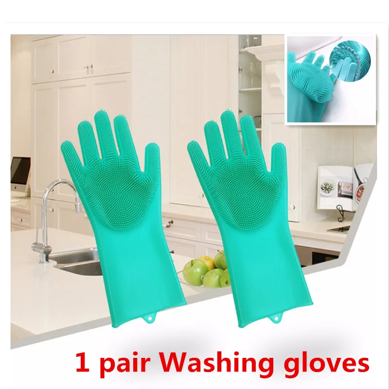 Familysky 1 пара силиконовых перчаток для мытья посуды резиновые перчатки уборки