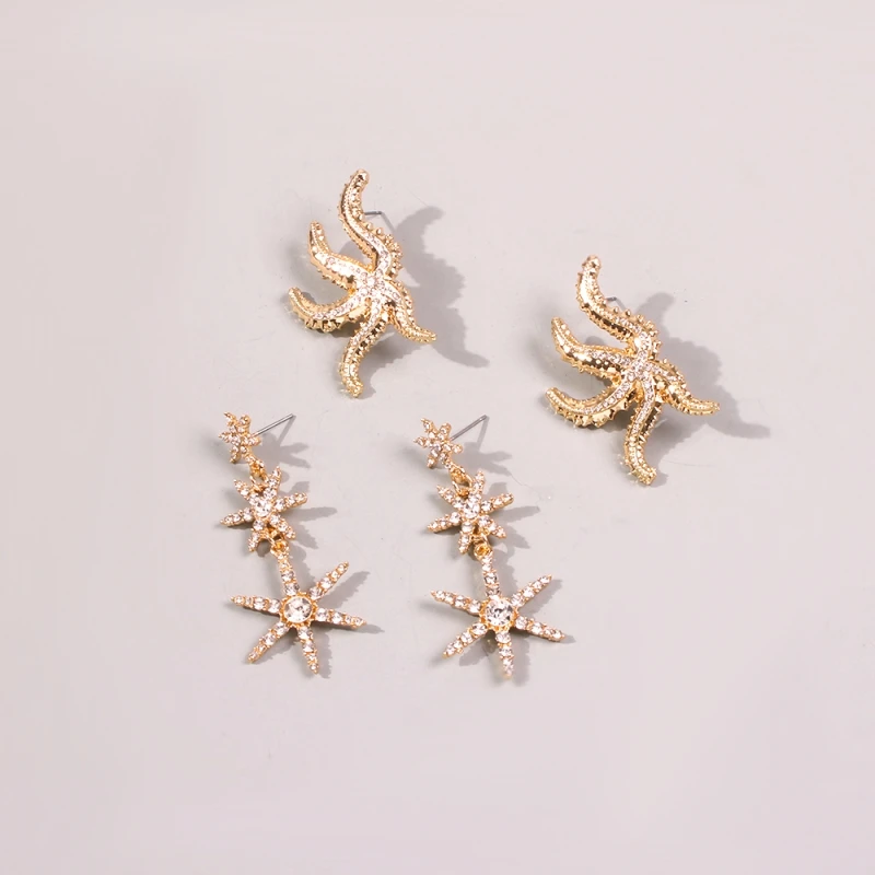 Модные серьги со стразами подвеска в виде снежинки Женские Ювелирные изделия