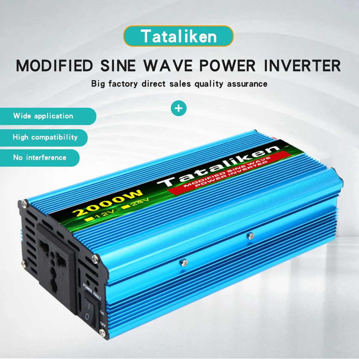 $138.00 2000W Peak Power Inverter DC 12V/24V to AC 220V Auto Portable Charger Converter Adapter Modified Sine Wave Universal Socket