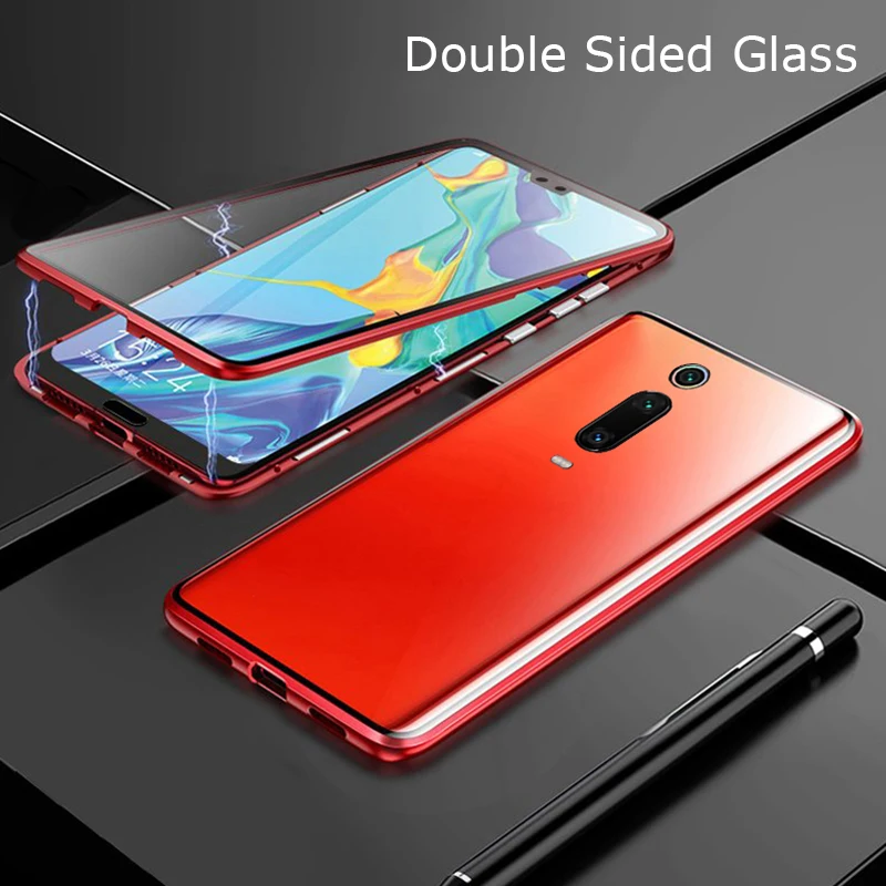 Двухстороннее защитное стекло с магнитной абсорбцией 360 для Xiaomi mi 9T 9TPro чехол для телефона полное покрытие Xiao mi 9T mi 9T Pro mi 9TPro Fundas - Цвет: Red