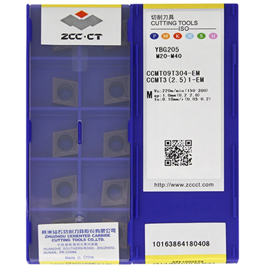 

ZCC.CT CCMT09T304-EM YBG202/CCMT09T308-EM YBG202/CCMT09T304-EM YBG205/CCMT09T308-EM YBG205 CNC carbide inserts 10PCS/BOX