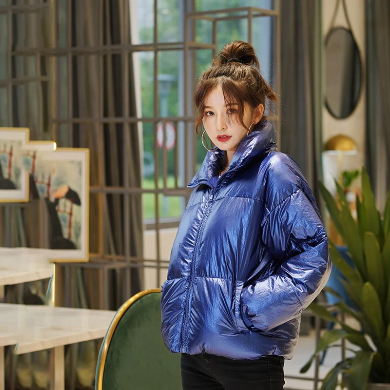 Зимний пуховик для женщин 2020 блестящее женское холодное пальто размера плюс с