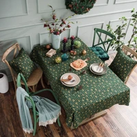 japan style linen cotton christmas party tablecloth rectangle green bronzing gold dinning table cover for home events decorative