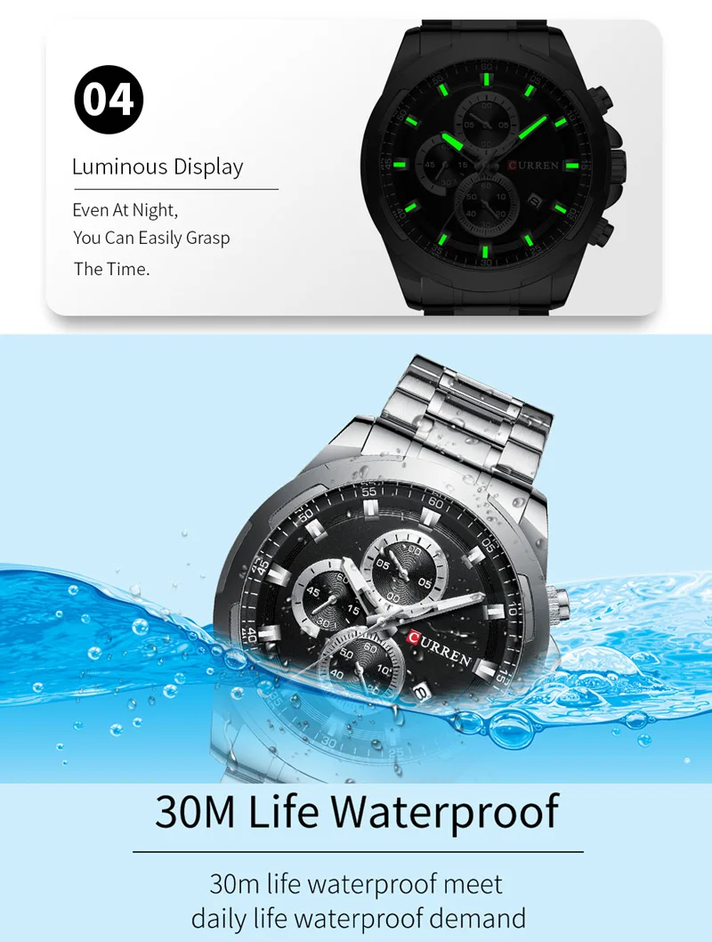 Часы наручные CURREN Мужские с хронографом спортивные армейские брендовые