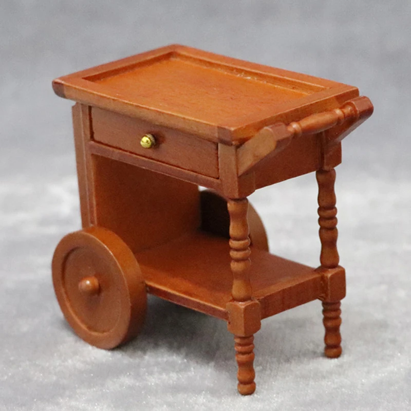 

1:12 Dollhouse Mini Two Layers Kitchen Cart Set Miniature Ice Cream Car Serving Cart Dinner Tray Trolley