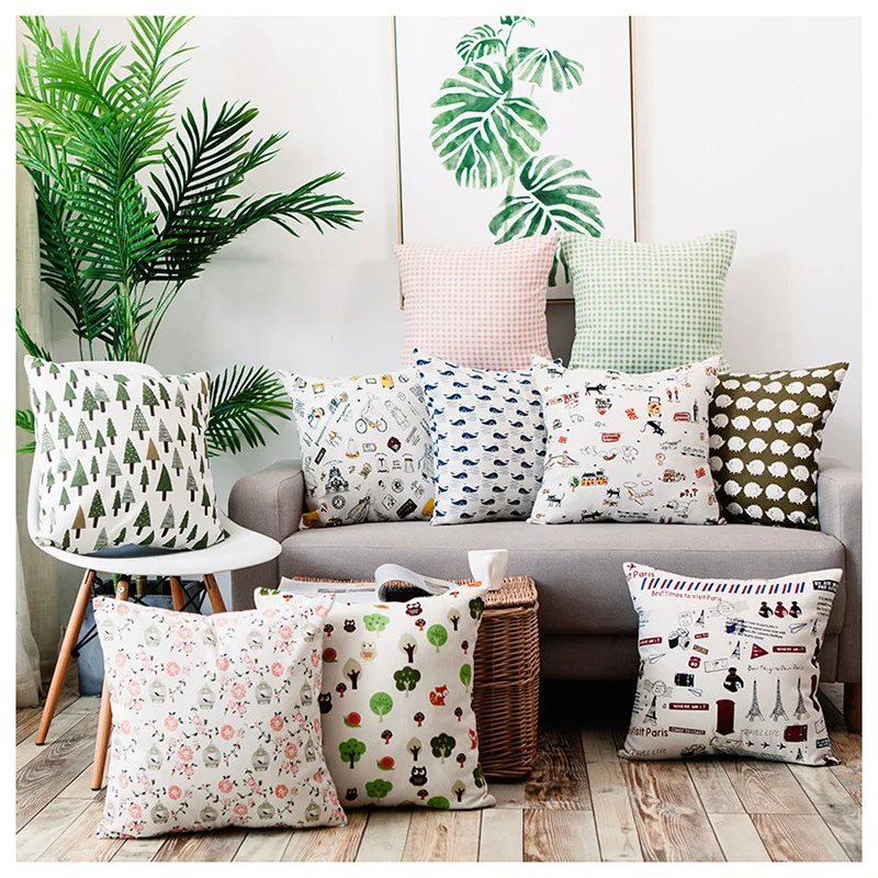 Скандинавская хлопковая плюшевая подушка в пасторальном стиле диванная