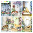 Алмазная 5D Вышивка сделай сам, картина из квадратных страз с изображением кошки, животного, сада, мозаика из бисера, хобби, искусство, Hone, Декор, подарок lx966