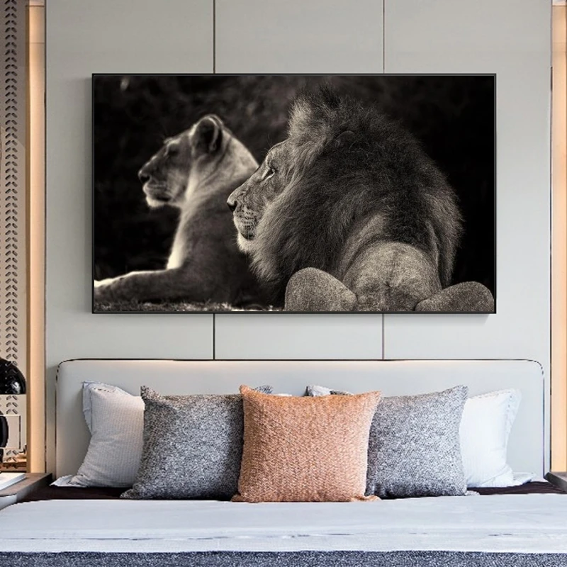 Африканские Дикие Львы семейный холст художественные плакаты и принты черный