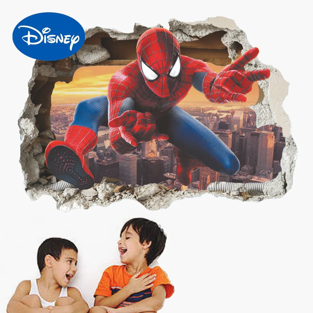 

Authentic Disney Broken Wall Spiderman Children's Room Kindergarten Environment Layout Wall Stickers Decorations for Room
