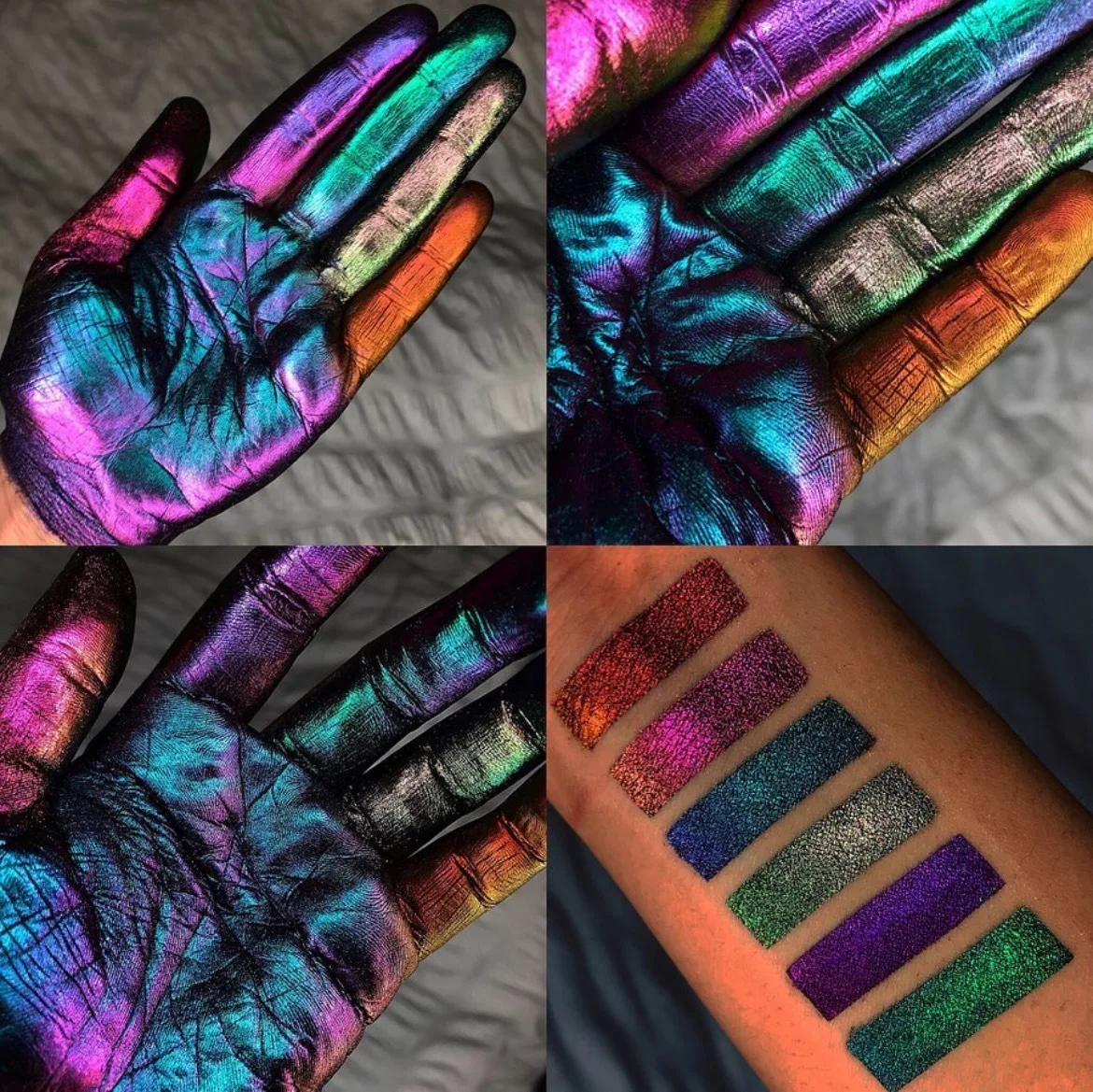 Многохромированные тени для век Aurora с пигментами стойкие многохромные в виде