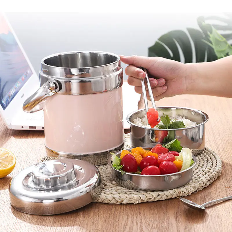 Двухслойная Нержавеющая сталь утепленная Коробки для обедов 3-слой