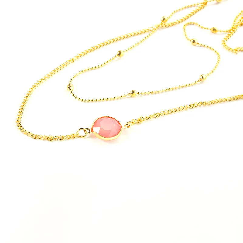 Европейская красота ожерелье из натурального камня Инкрустированного стеклом