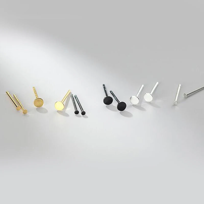 Женские серьги-гвоздики из серебра 2020 пробы золотого и черного цвета | Украшения