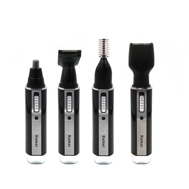 black color 4 in 1 Kemei 4 в 1 для мужчин Электрический триммер для носа и ушей, машинка для стрижки волос, перезаряжаемая Бритва для бровей, бритва для бровей, бритва для лица, бороды, удаление волос, 5 цветов - Цвет: black color 4 in 1