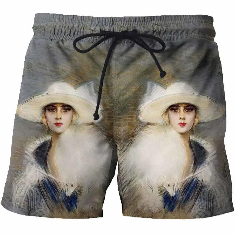 

Summer Men's Quick-drying Beach Shorts World Famous Painting 3D Printing Trend Art Jogging Shorts Swimming Shorts 2021 New