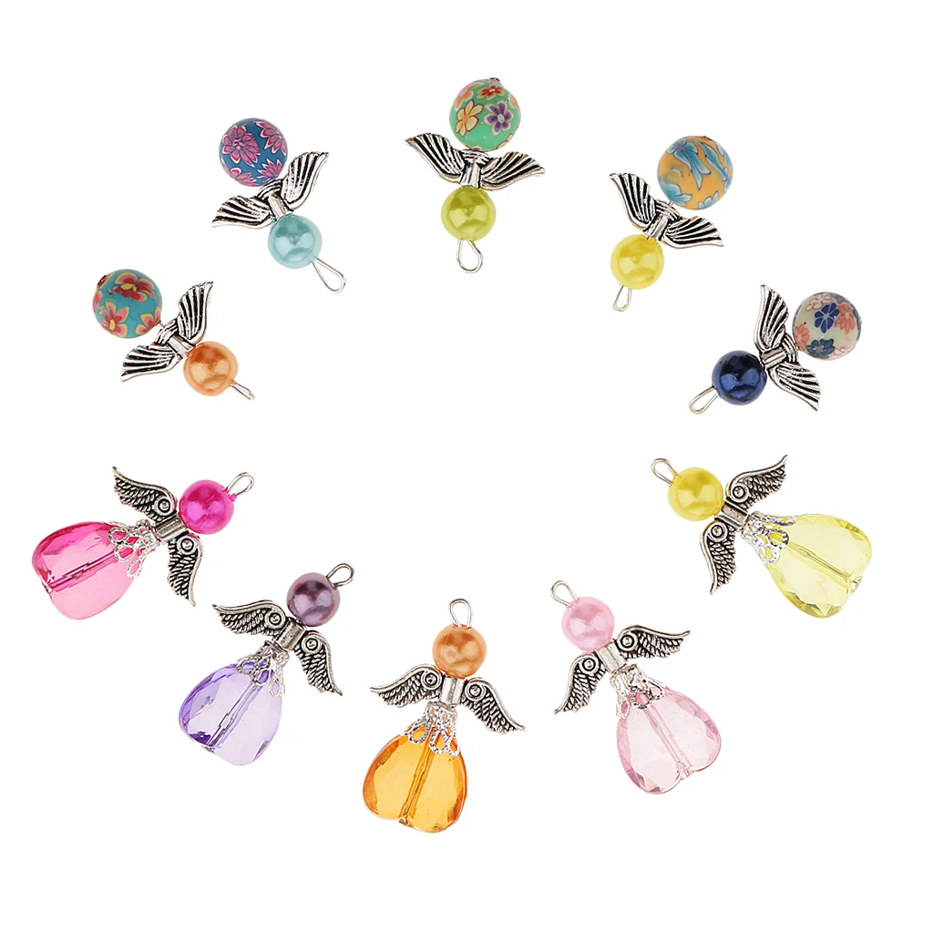 10 шт. Смешанные Подвески с ангелом граненые Акриловые бусины в форме сердца