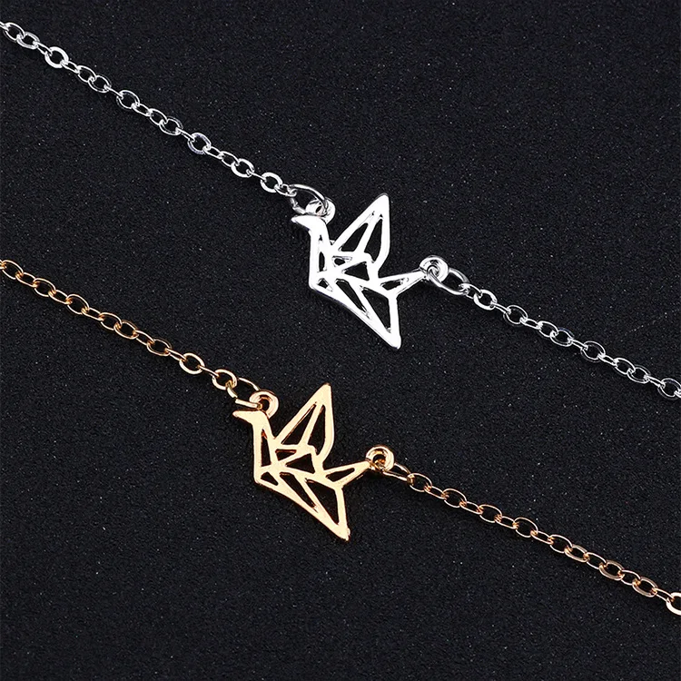 2021 Creative Origami paper crane charm bracelets elegant animal jewelry Nice gift Women fashion Bracelets | Украшения и