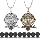 Новинка Ароматерапия Ожерелье натуральный Лава камень Арома диффузоры ожерелья Мода Сова духи кулон ожерелье Ангел звонящий медальон