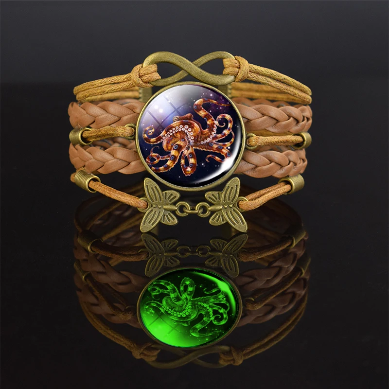 Браслет на запястье Esspoc с уникальным дизайном светящийся осьминог фото-стекло