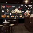Японская кухня черный фон настенная 3D Бумага японская кухня суши Ресторан промышленный Декор настенная живопись Настенная 3D Бумага