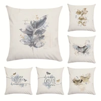 english letters flower and bird series cushion cover sofa short plush pillow cover colorful pillowcase fresh soft home decor