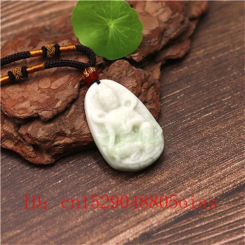 Natural White Chinese Jade Guanyin Pendant Bodhisattva Necklace Charm Jewellery Fashion Carved Amulet Gifts for Women Men | Украшения и