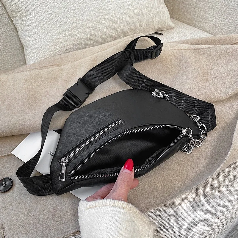 

2021 new ladies urban simple one-shoulder messenger bag casual fashion trend solid color all-match high-quality zipper chest bag