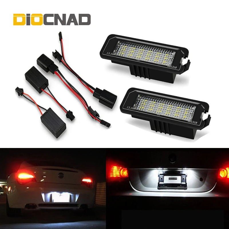 

2pcs LED License Plate Light Lamp Bulb Canbus For VW Golf 4 5 6 Beetle Skoda Superb SEAT Altea SEAT Leon Porsche Boxster Cayman