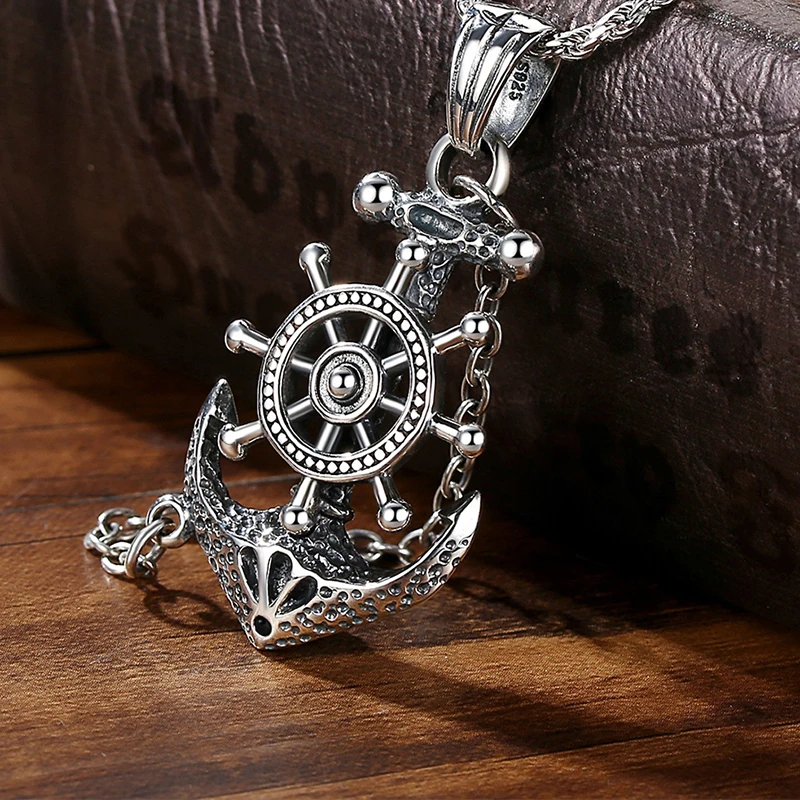 

New Retro Anchor Necklace Trendy Men's Fashion Domineering Pirate Pendant Hanging Jewelry Punk Personality Pendant