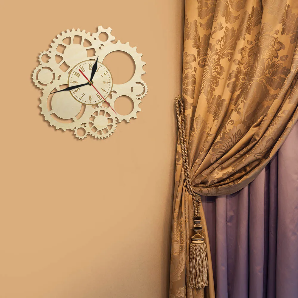 Ретро деревянные настенные часы стимпанк художественные винтажные орнаментные