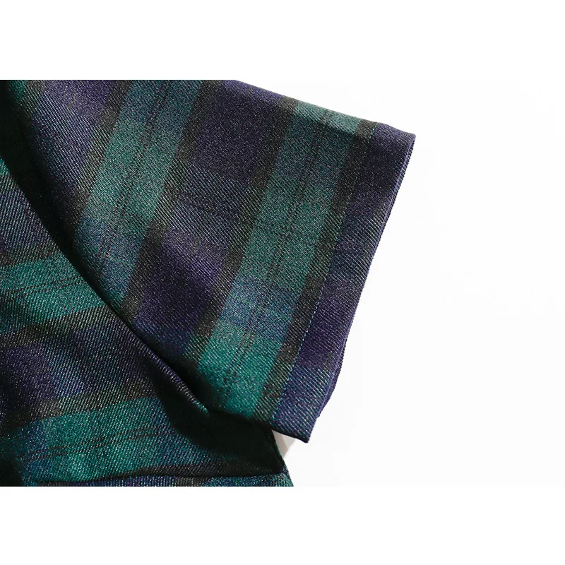 

Short sleeve shirt women summer blouse plaid korean cropped shirt vintage turn down collar blouse single breasted shirt cute