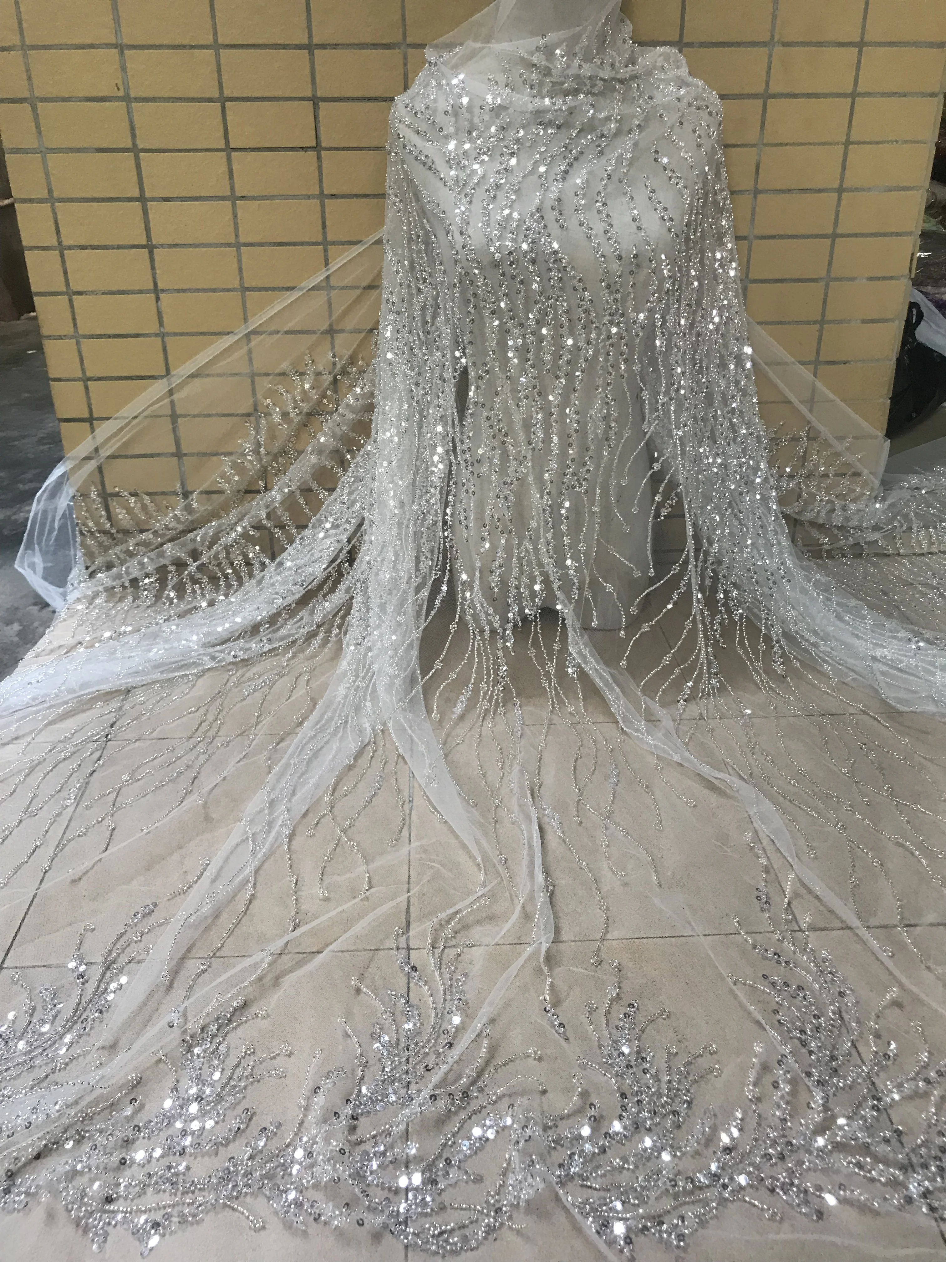 Красивый перьевая Вышивка Тюль Сетка кружевная ткань Cyndi-108.6805 с хорошим